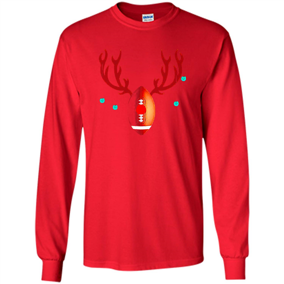 Football Christmas Shirt Reindeer Christmas Football Funny - Long Sleeve T-Shirt