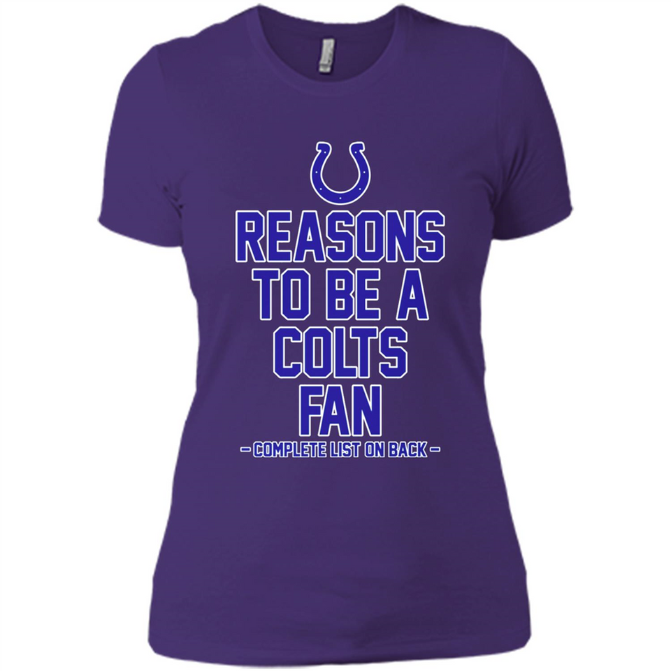 Reasons to be a Indianapolis Colts Fan Complete List on Back - Ladies' Boyfriend T-Shirt