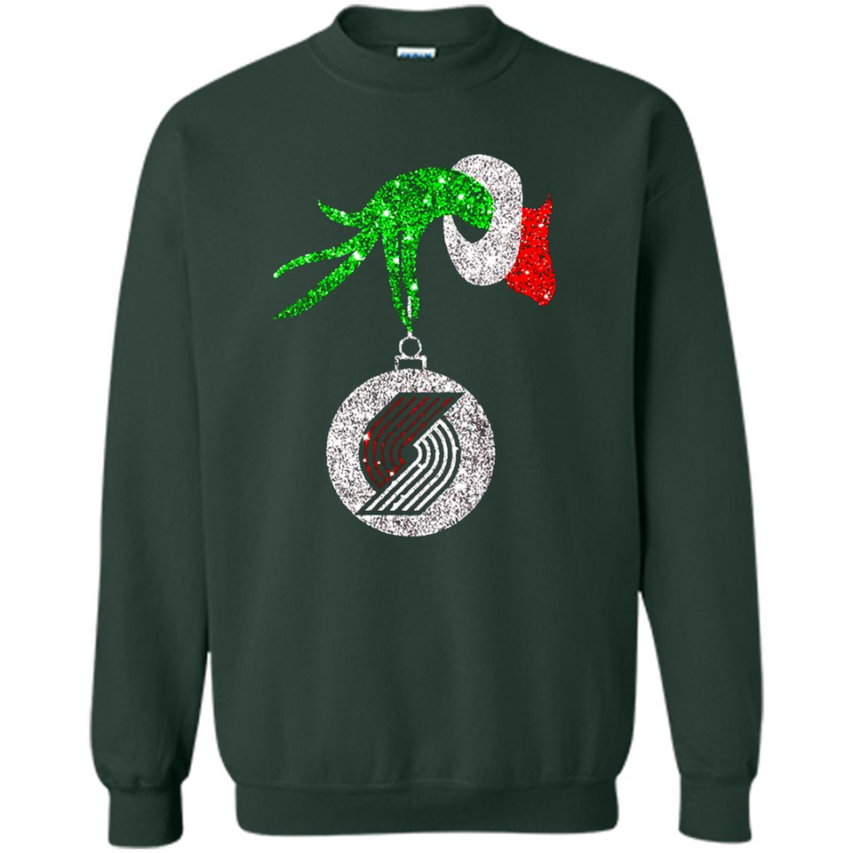 Amazing shirt Portland Trail Blazers Glitter Grinch Monogram Ornament Christmas - Sweatshirt