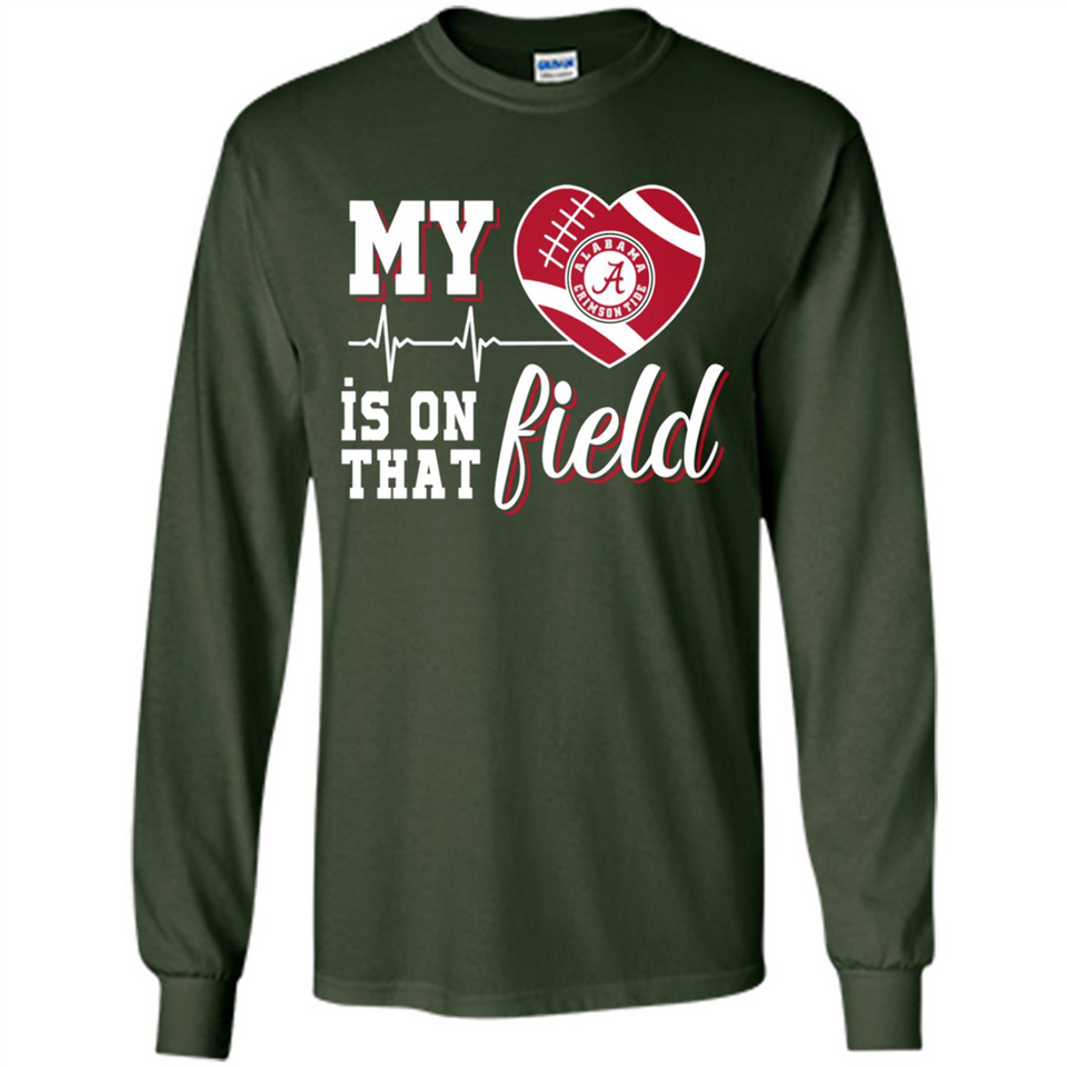 Alabama Crimson Football My Heart is on that Field - Long Sleeve T-Shirt