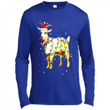 Christmas Lights Goat Wearing Santa Hat T-Shirt - Canvas Long Sleeve T-Shirt