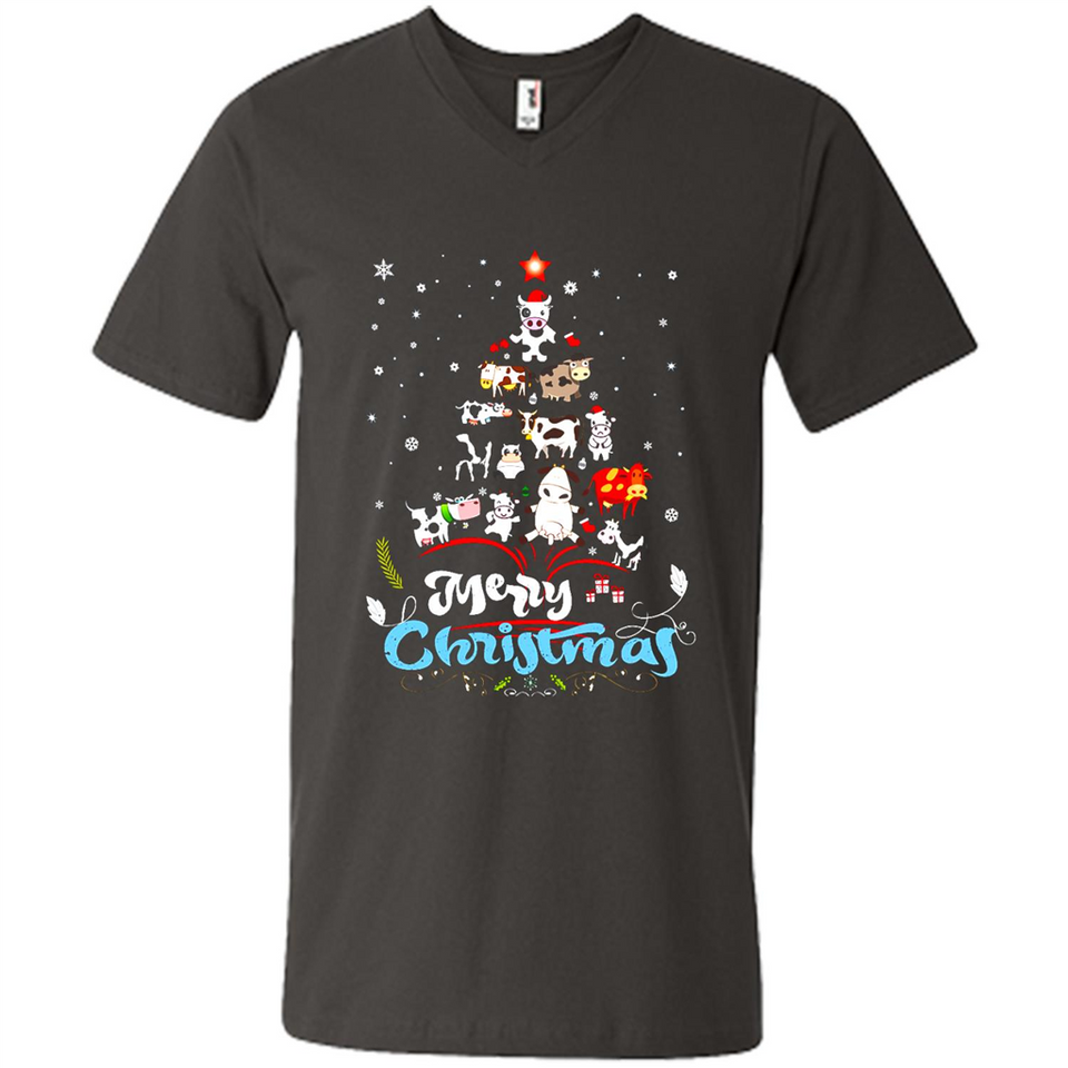 Christmas Ugly Sweater Animal Tree Pine Merry Christmas - Men's V-Neck