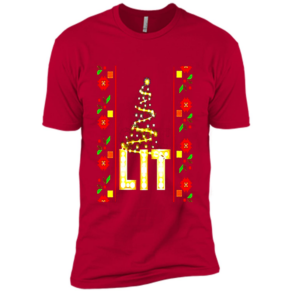 Funny Lets Get Lit Christmas Tree - Premium Short Sleeve T-Shirt