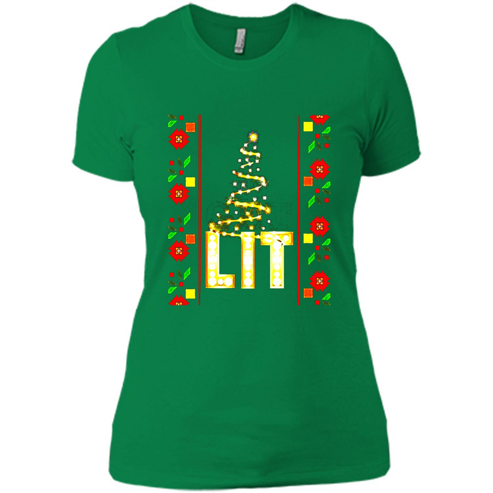 Funny Lets Get Lit Christmas Tree - Ladies' Boyfriend T-Shirt