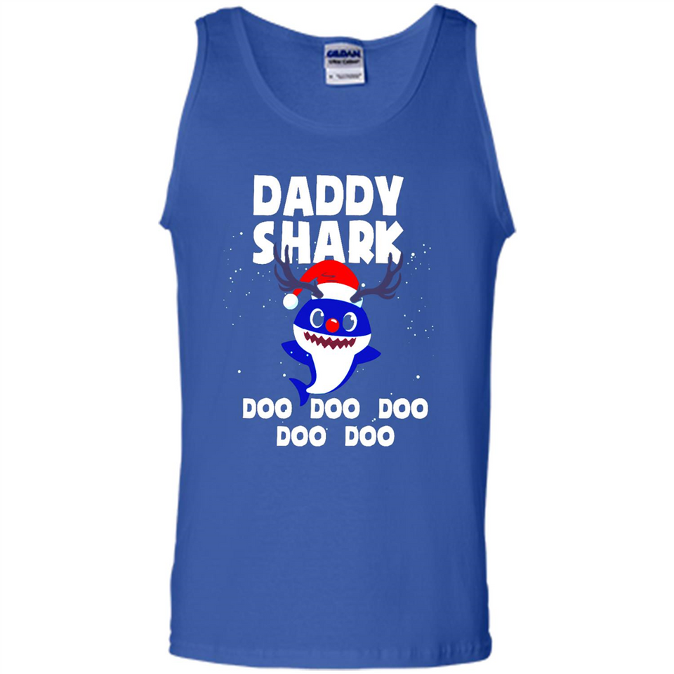 Daddy Shark Costume Reindeer Funny Christmas T-Shirt - Tank Top