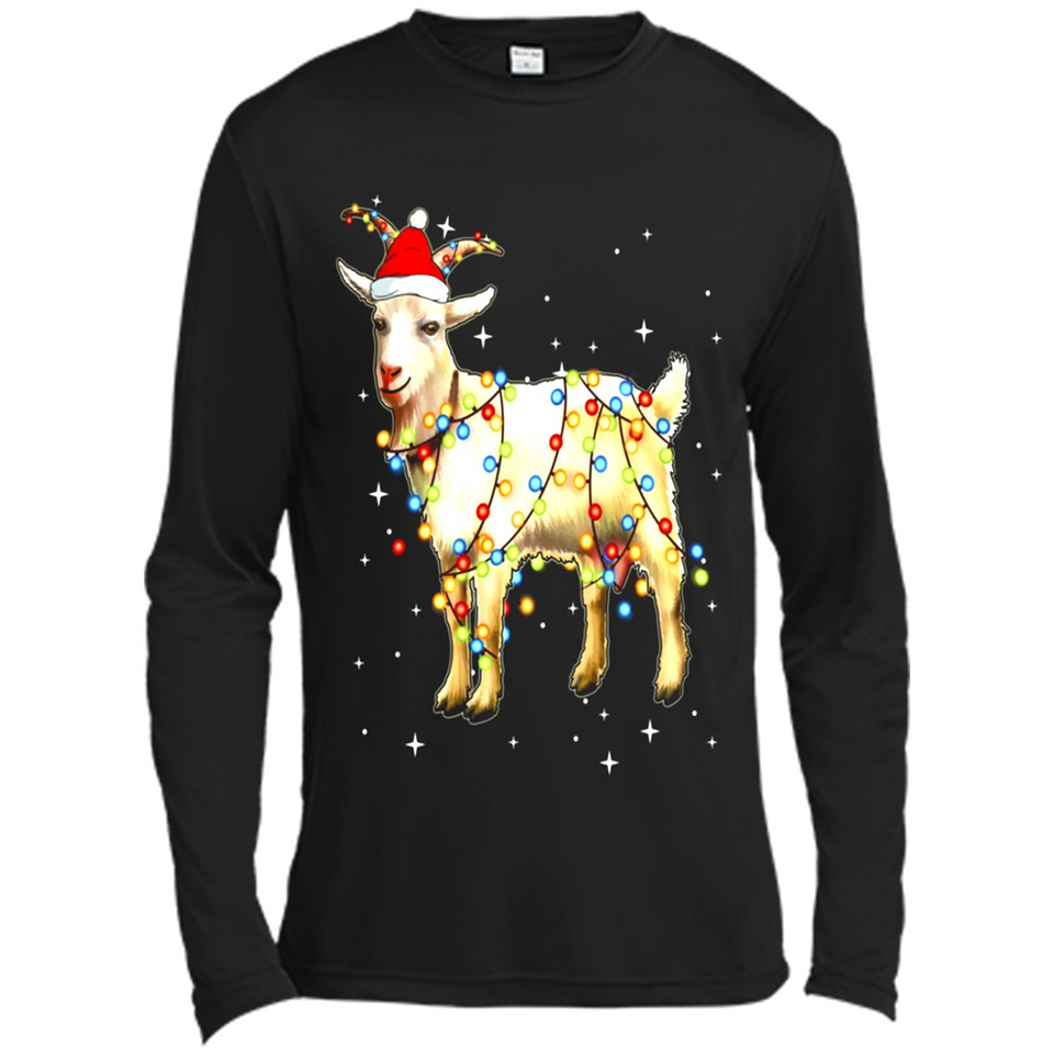Christmas Lights Goat Wearing Santa Hat Funny Xmas - Canvas Long Sleeve T-Shirt