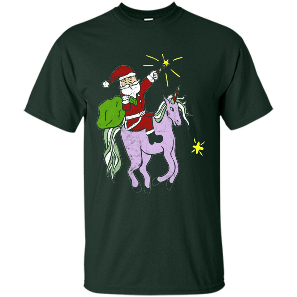 Distressed Retro Santa Riding Unicorn - Shirt