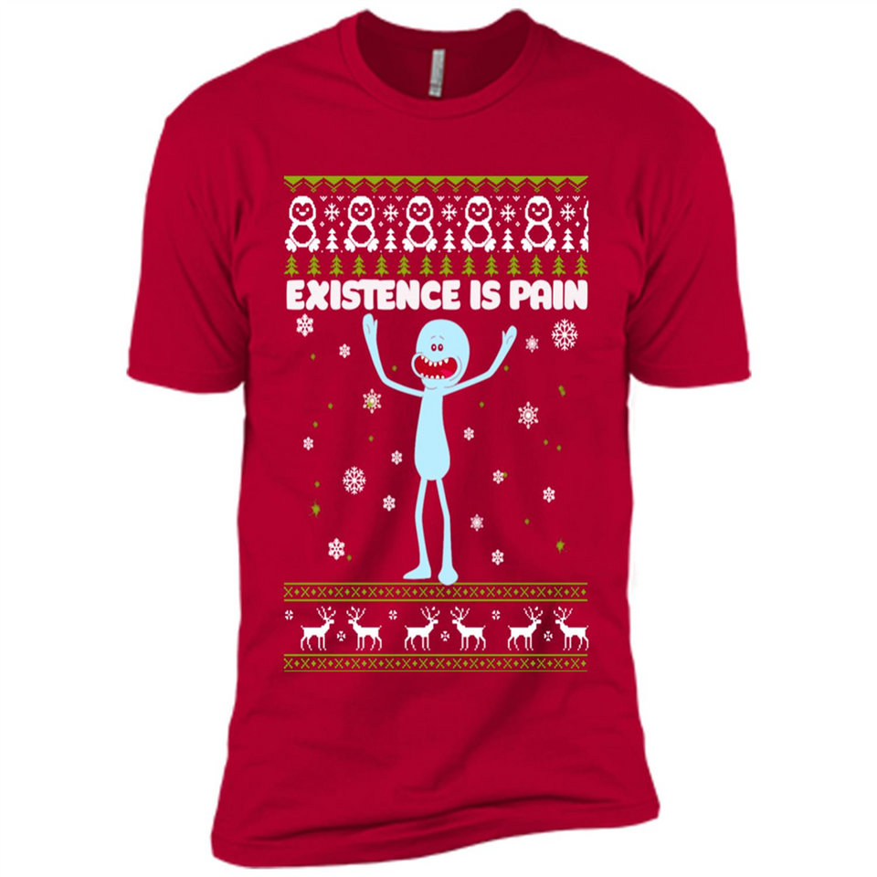 Mr Meeseeks Xistence Is Pain Ugly Christmas - Premium Short Sleeve T-Shirt