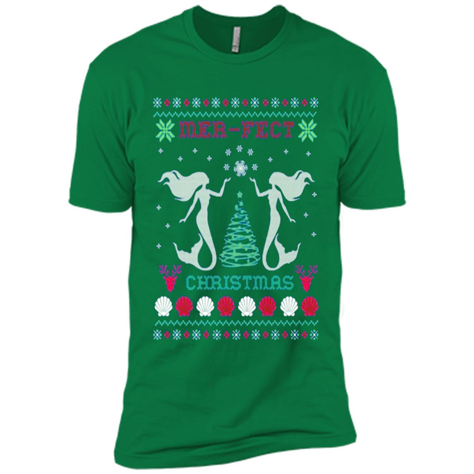 Mermaid Mer-Fect Ugly Christmas Sweater - Premium Short Sleeve T-Shirt