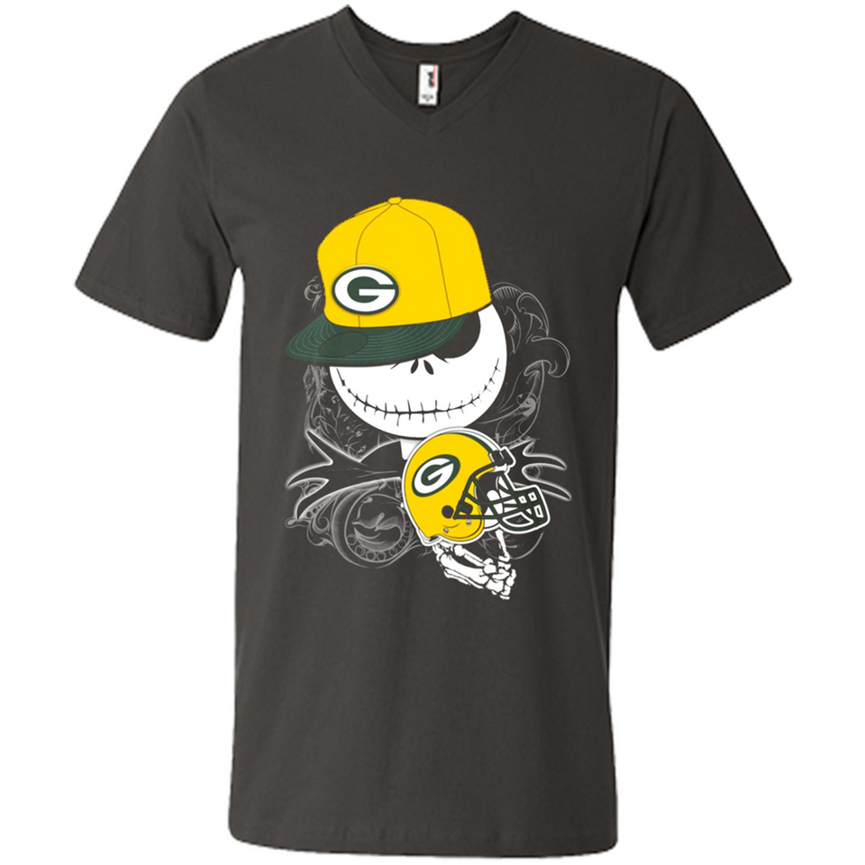 Jack Skellington The Nightmare Before Christmas-Packers Football - Men's V-Neck