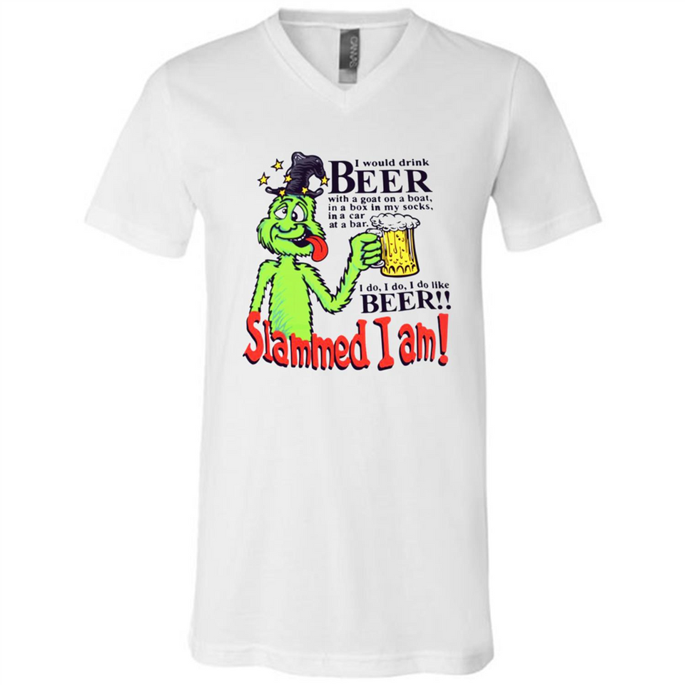 Slammed I Am I Would Drink Beer With A Goat On A Boat Shirt - Canvas Unisex V-Neck