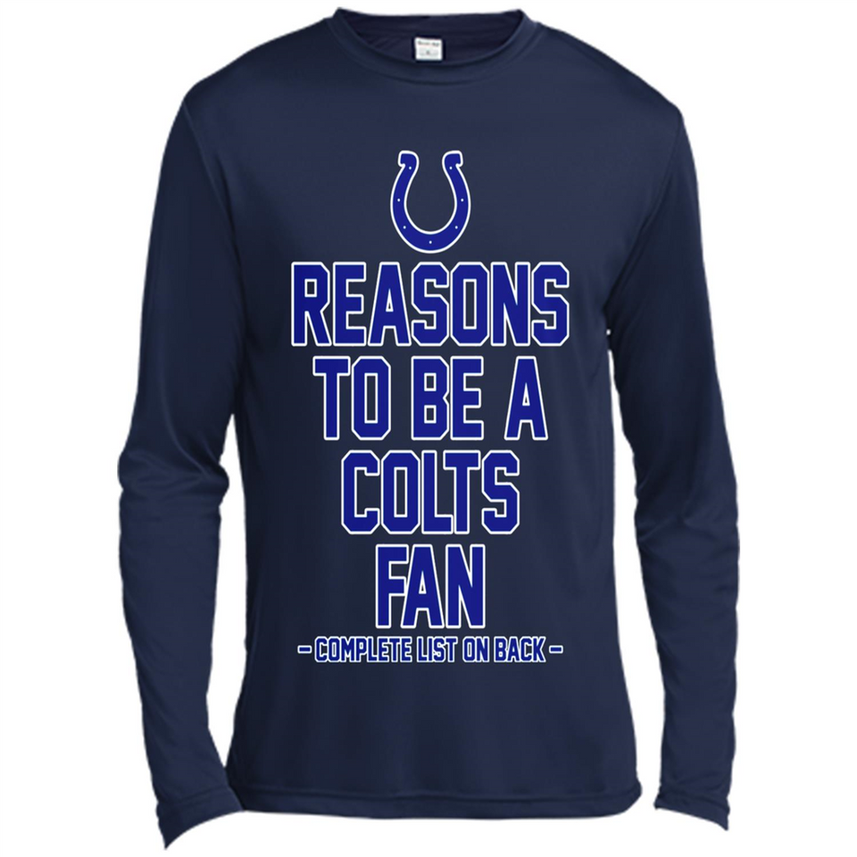 Reasons to be a Indianapolis Colts Fan Complete List on Back - Canvas Long Sleeve T-Shirt