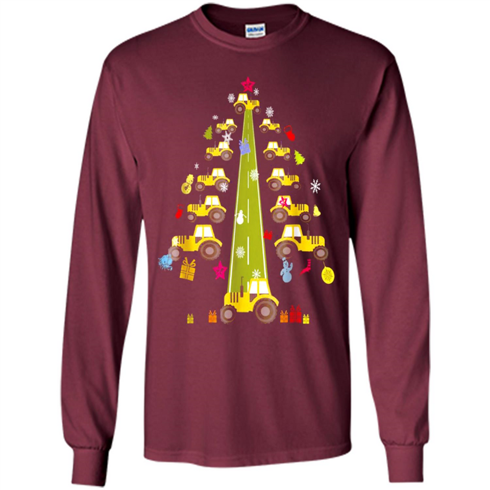 Tractor Car Christmas Tree T-shirt For Drivers