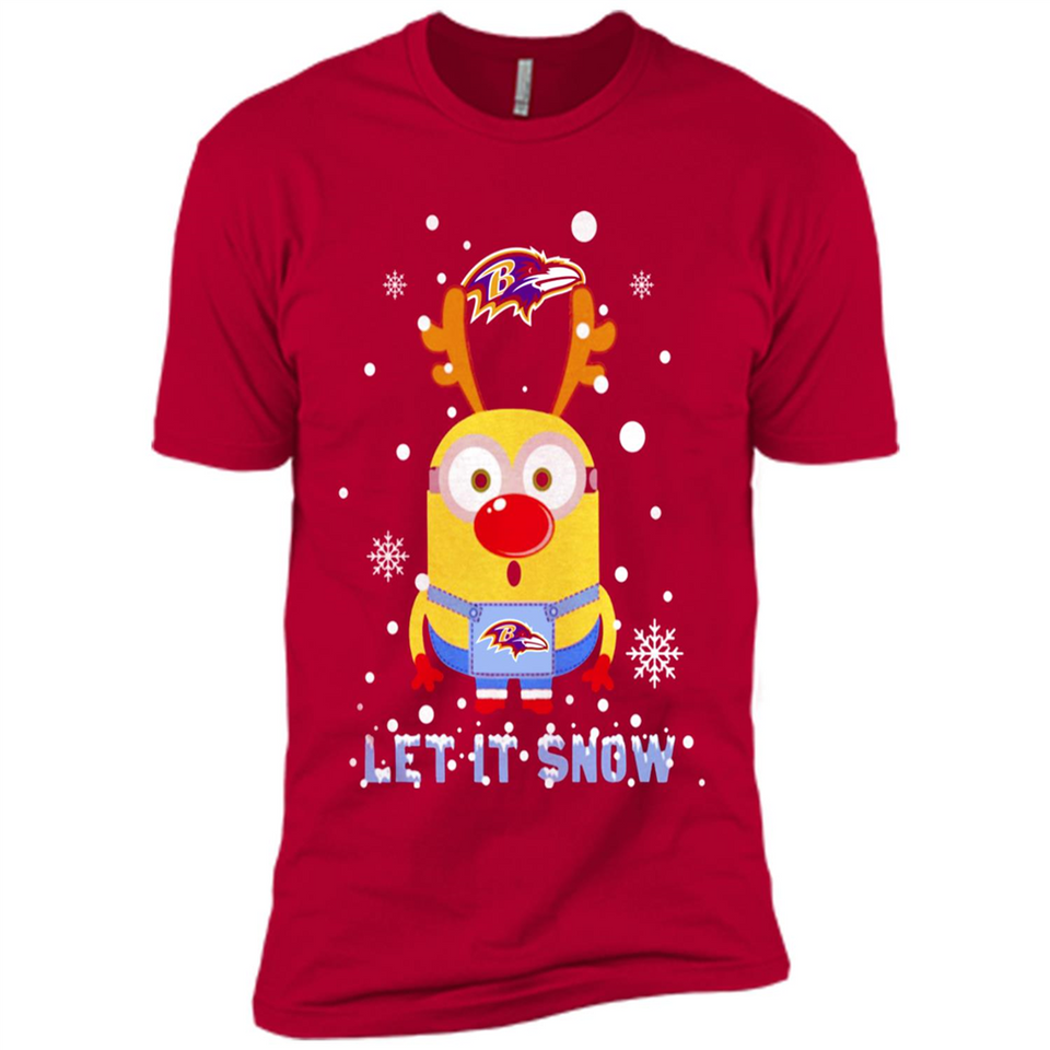 Minion Baltimore Ravens Ugly Christmas Sweater Let it Snow - Premium Short Sleeve T-Shirt