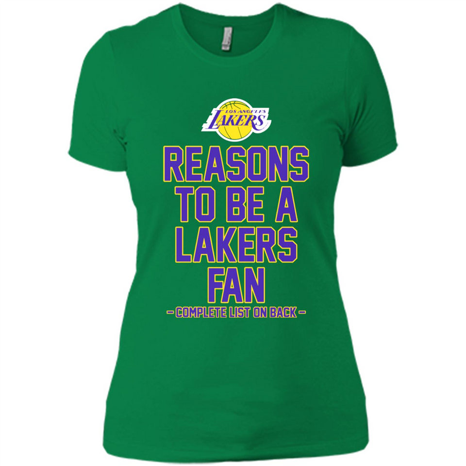 Reasons to be a Los Angeles Lakers Fan Complete List on Back - Ladies' Boyfriend T-Shirt