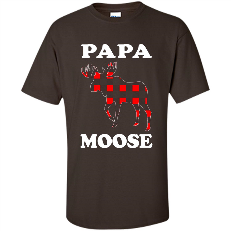 Papa Moose Funny Christmas Plaid Buffalo T-Shirt - Shirt
