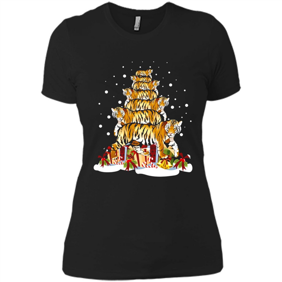 Tiger Christmas Tree Funny Merry Christmas - Ladies' Boyfriend T-Shirt