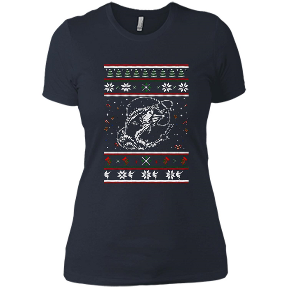 Christmas Ugly Sweater Fishing Ugly Christmas Sweater - Ladies' Boyfriend T-Shirt