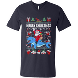 Ugly Christmas Santa Riding Dolphin - Men's V-Neck