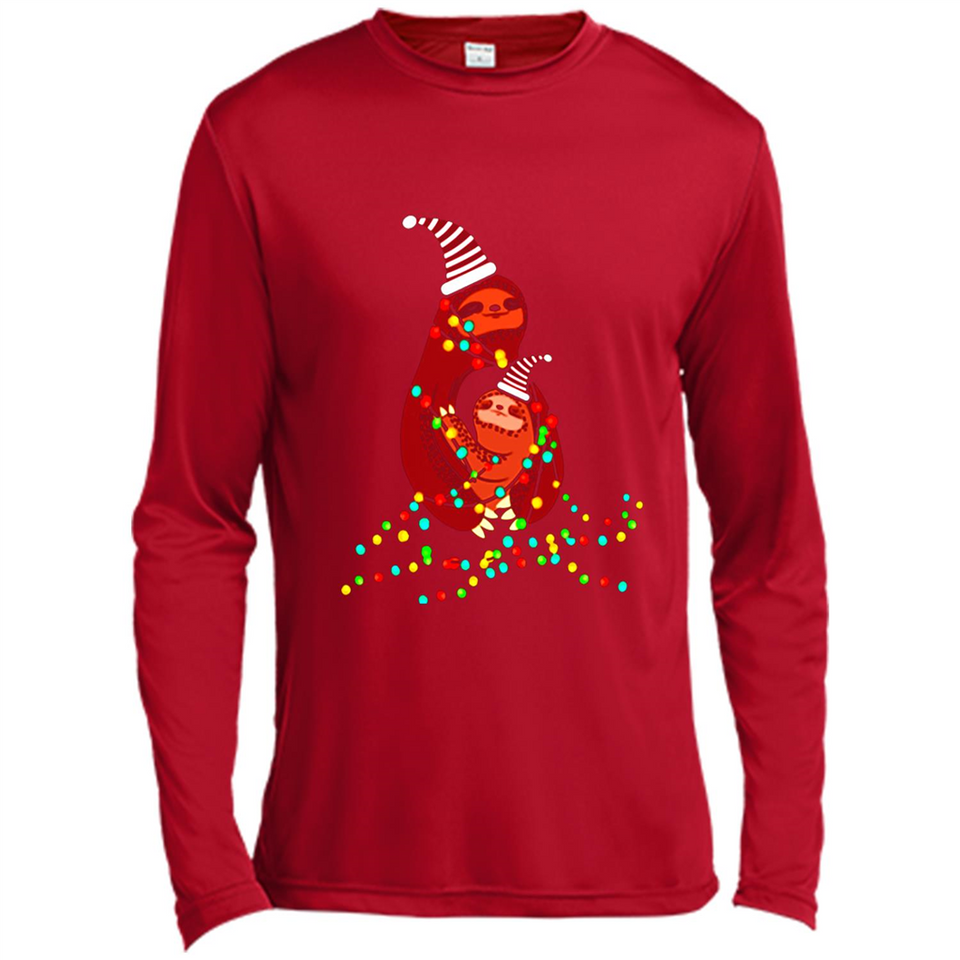 Christmas Lights Sloth Long Sleeve Santa Sloth - Canvas Long Sleeve T-Shirt