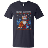 Christmas Ugly Sweater Cat With Christmas Meowy Chritstmas - Men's V-Neck