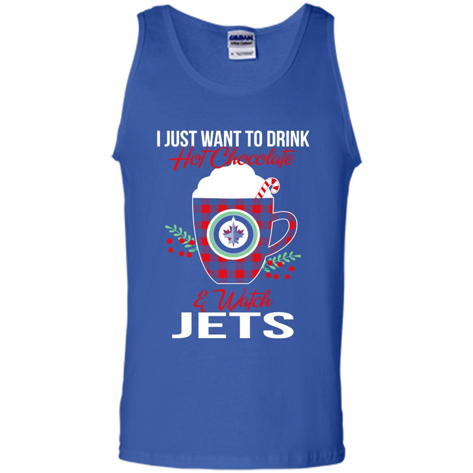 I Just Want To Drink Hot Chocolate & Watch Winnipeg Jets Ugly Christmas Sweater PINGPONG