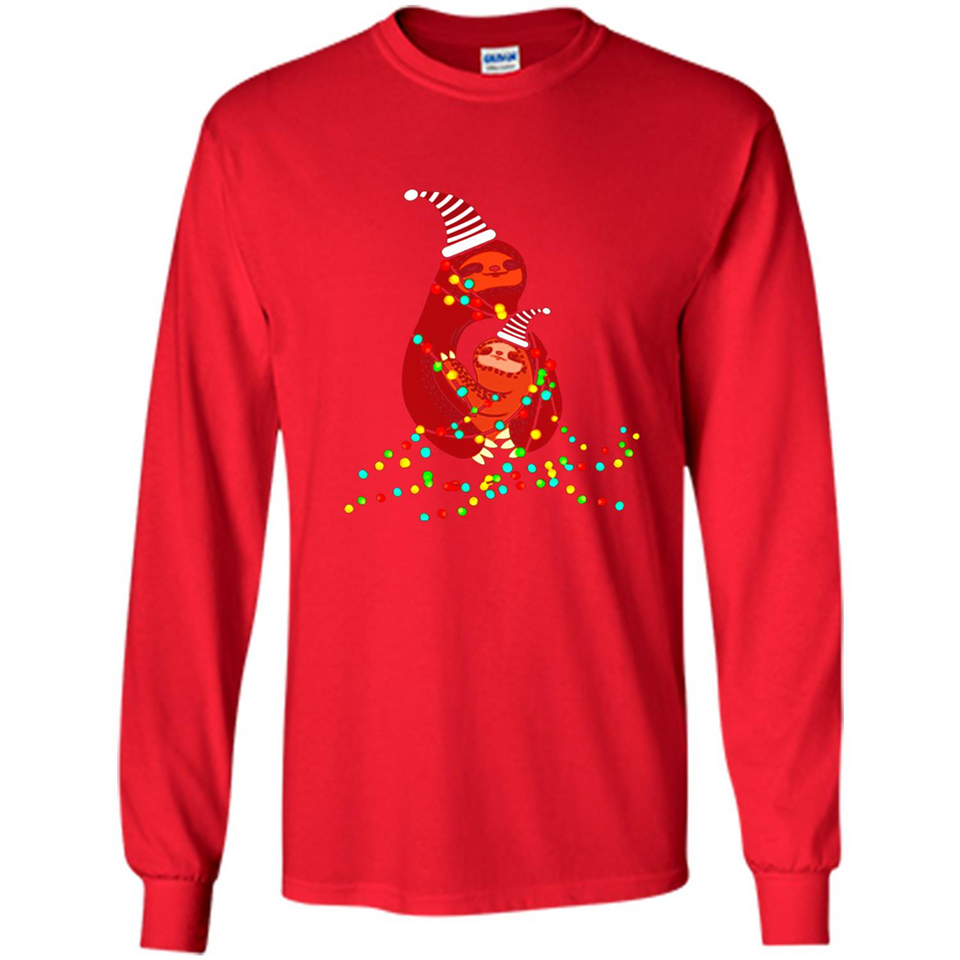 Christmas Lights Sloth Long Sleeve Santa Sloth - Long Sleeve T-Shirt