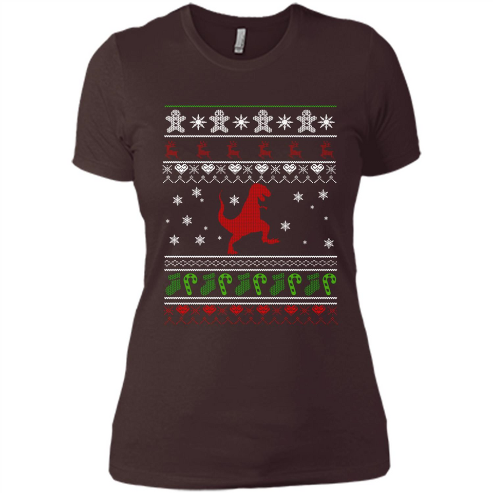 Dinosaur and Santa Ugly Christmas Sweater - Ladies' Boyfriend T-Shirt