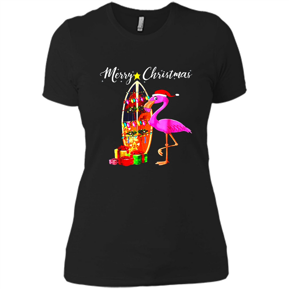 Flamingo Christmas Shirt, Merry Christmas Shirt , Flamingo - Ladies' Boyfriend T-Shirt