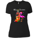 Flamingo Christmas Shirt, Merry Christmas Shirt , Flamingo - Ladies' Boyfriend T-Shirt