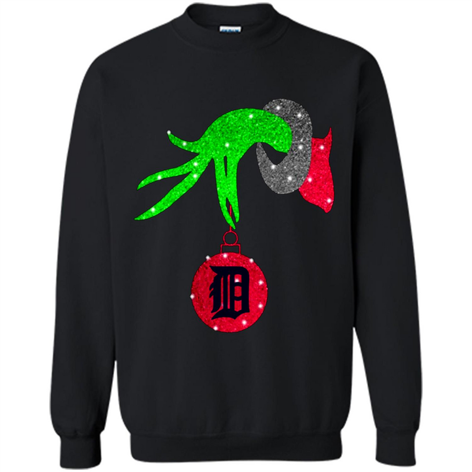 GRINCH HAND HOLDING DETROIT TIGERS GLITTER CHRISTMAS PINGPONG