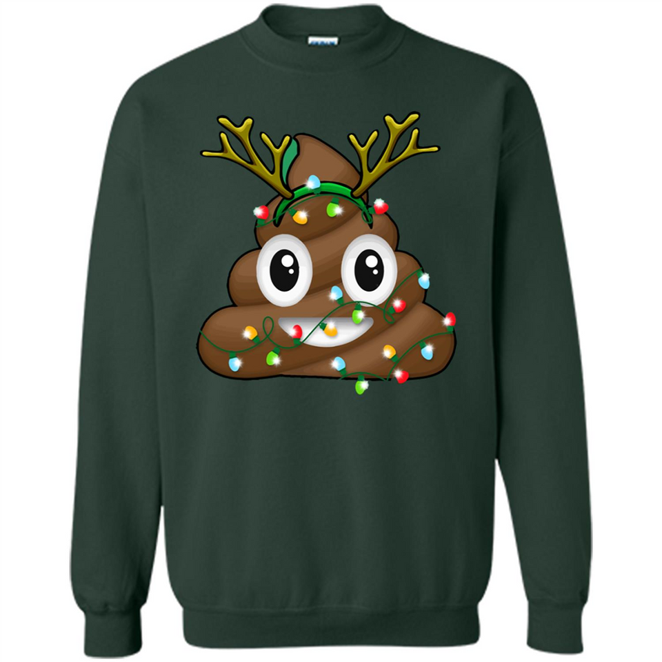 Reindeer Poop Emoji Cute Merry Christmas T-Shirt - Sweatshirt