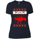 Dinosaur and Santa Clause Ugly Christmas Sweater - Ladies' Boyfriend T-Shirt