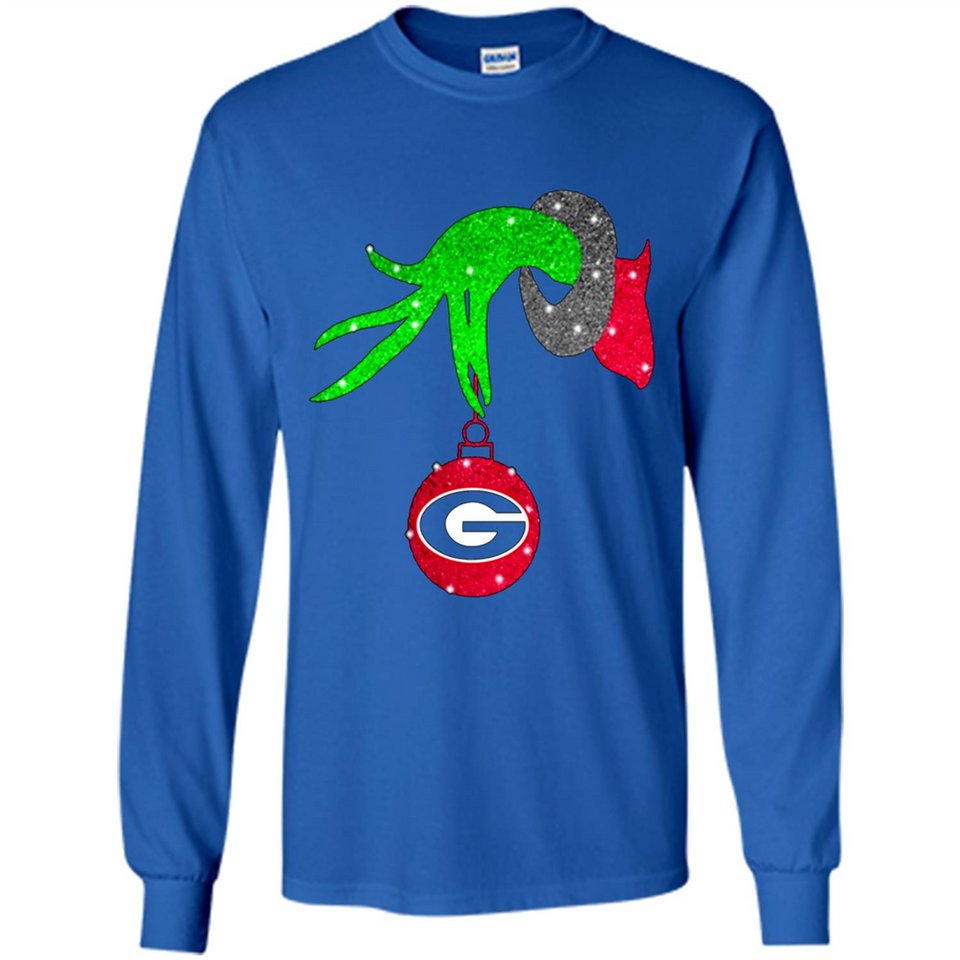 GRINCH HAND HOLDING GEORGIA BULLDOGS GLITTER CHRISTMAS PINGPONG