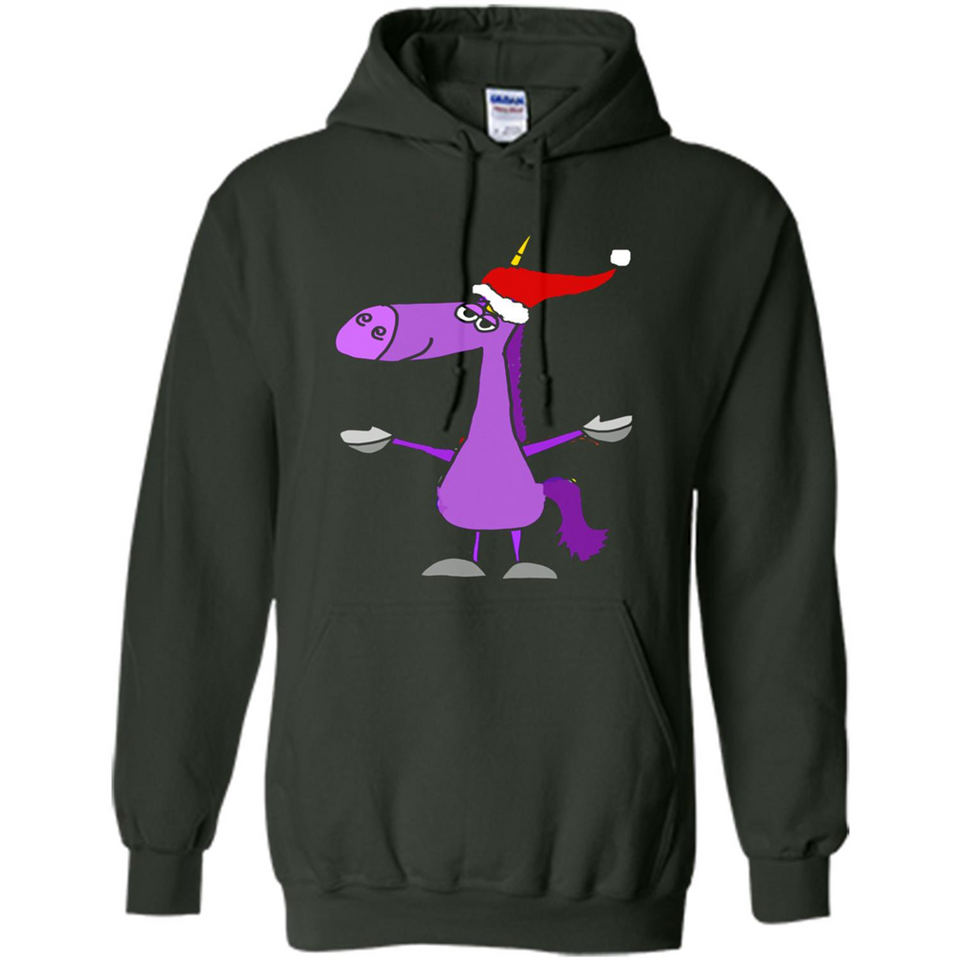 Funny Christmas Unicorn in Santa Hat - Hoodie