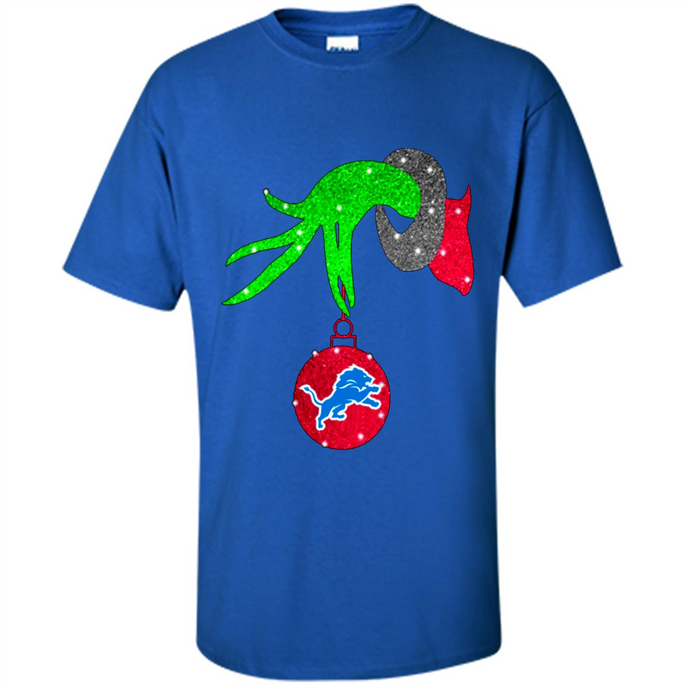 GRINCH HAND HOLDING DETROIT LIONS GLITTER CHRISTMAS PINGPONG