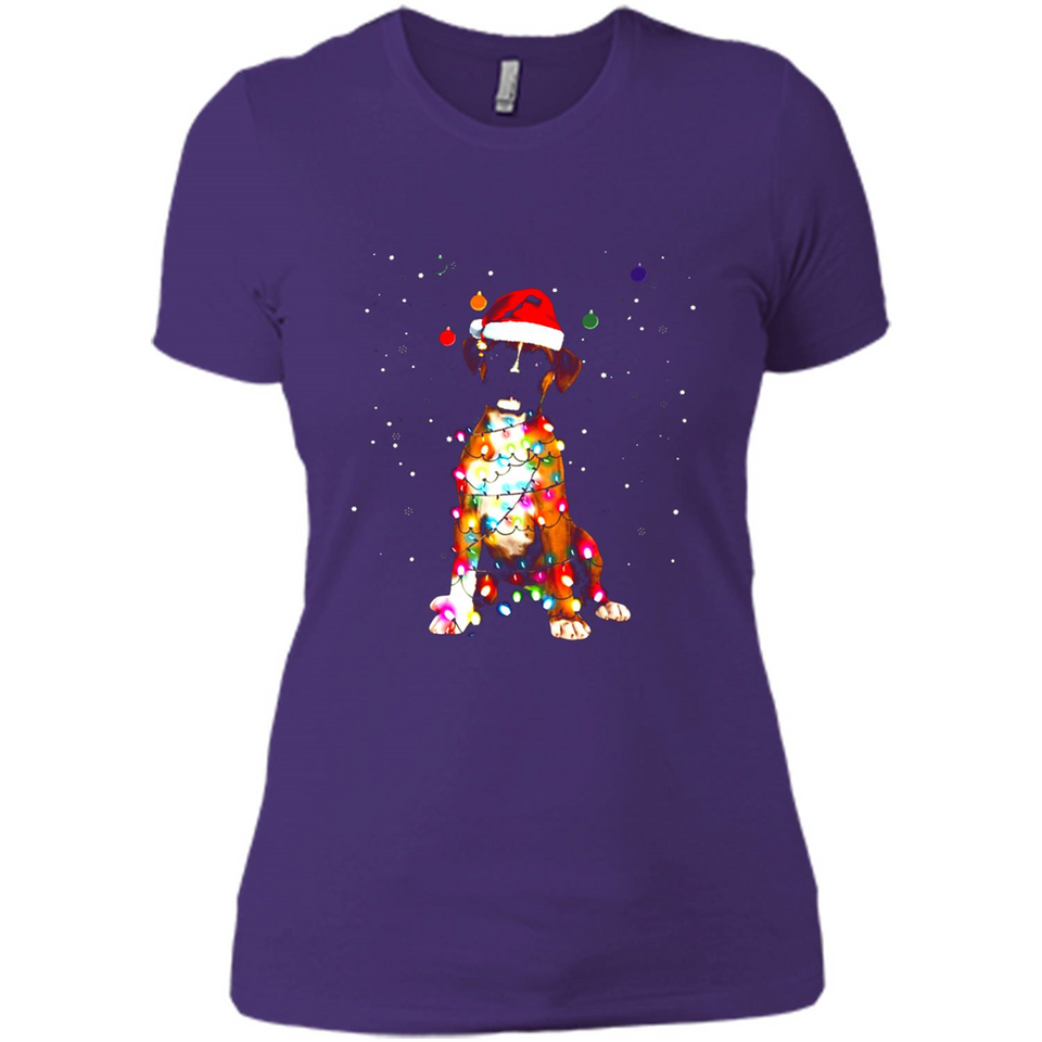 Christmas Lights Boxer Dog Funny Xmas Sweatshirt - Ladies' Boyfriend T-Shirt