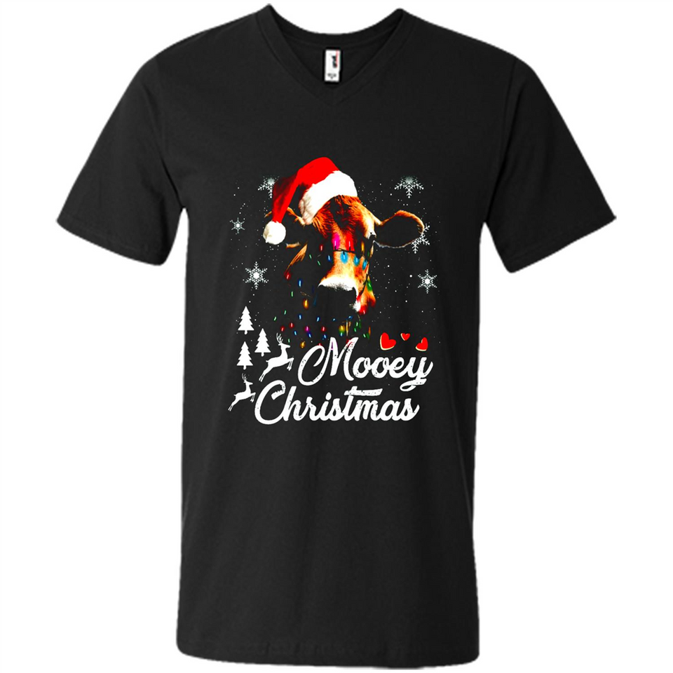 Mooey Christmas Cow Santa Christmas Lover Lights Sweatshirt - Men's V-Neck
