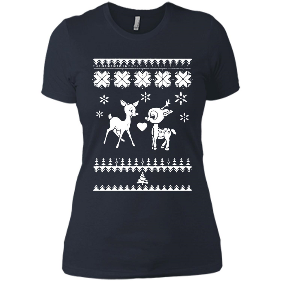 Rudolph and Clarice Ugly Christmas Sweater - Ladies' Boyfriend T-Shirt