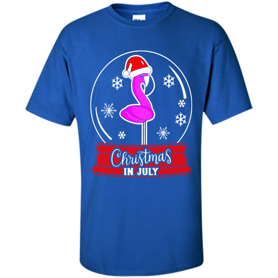 Christmas In July Flamingo Snow Globe Santa Hat - Shirt