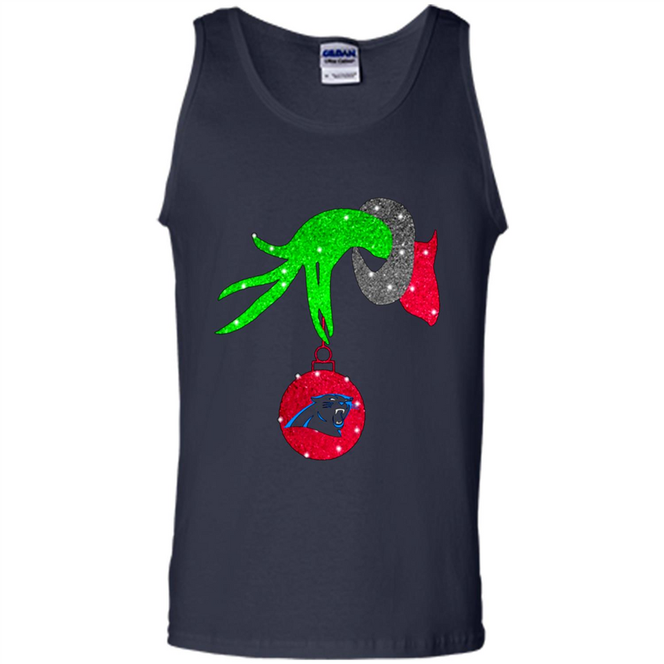 GRINCH HAND HOLDING CAROLINA PANTHER GLITTER CHRISTMAS PINGPONG