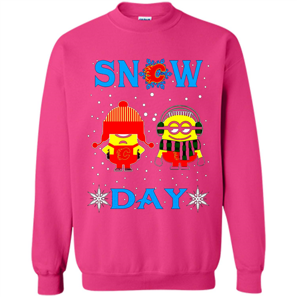 Snow Day Shirt For Calgary Flames Vs Minion Fans pingpong