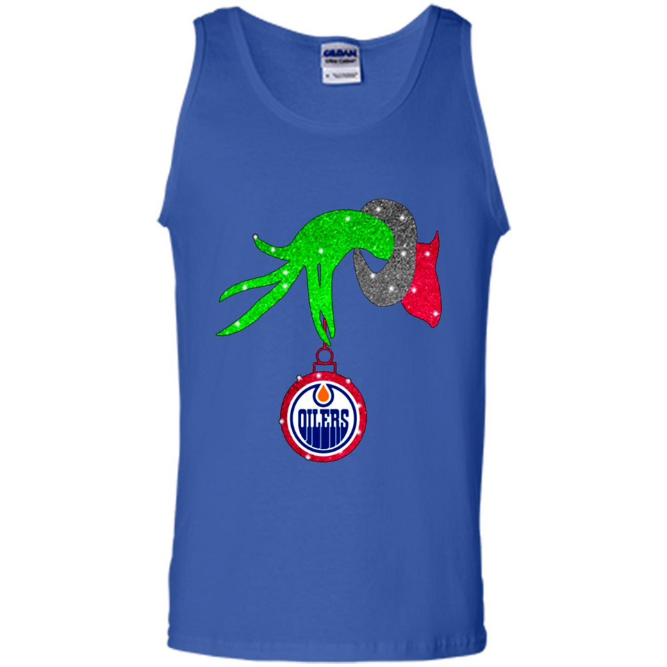 GRINCH HAND HOLDING EDMONTON OILERS GLITTER CHRISTMAS PINGPONG