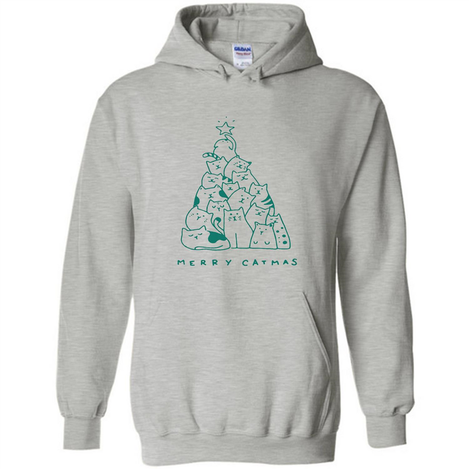 Merry Catmas Funny Cat Christmas Tree Sweatshirt - Hoodie
