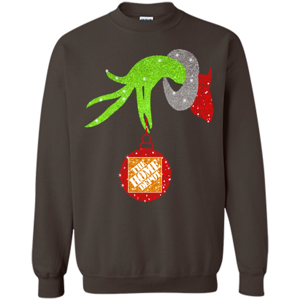 Grinch hand holding Logo HomeDepot Glitter Christmas - Sweatshirt