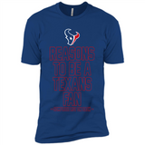 Reasons to be a Houston Texans Fan Complete List on Back - Premium Short Sleeve T-Shirt