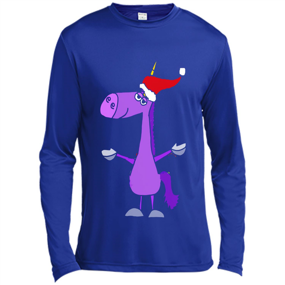 Funny Christmas Unicorn in Santa Hat - Canvas Long Sleeve T-Shirt