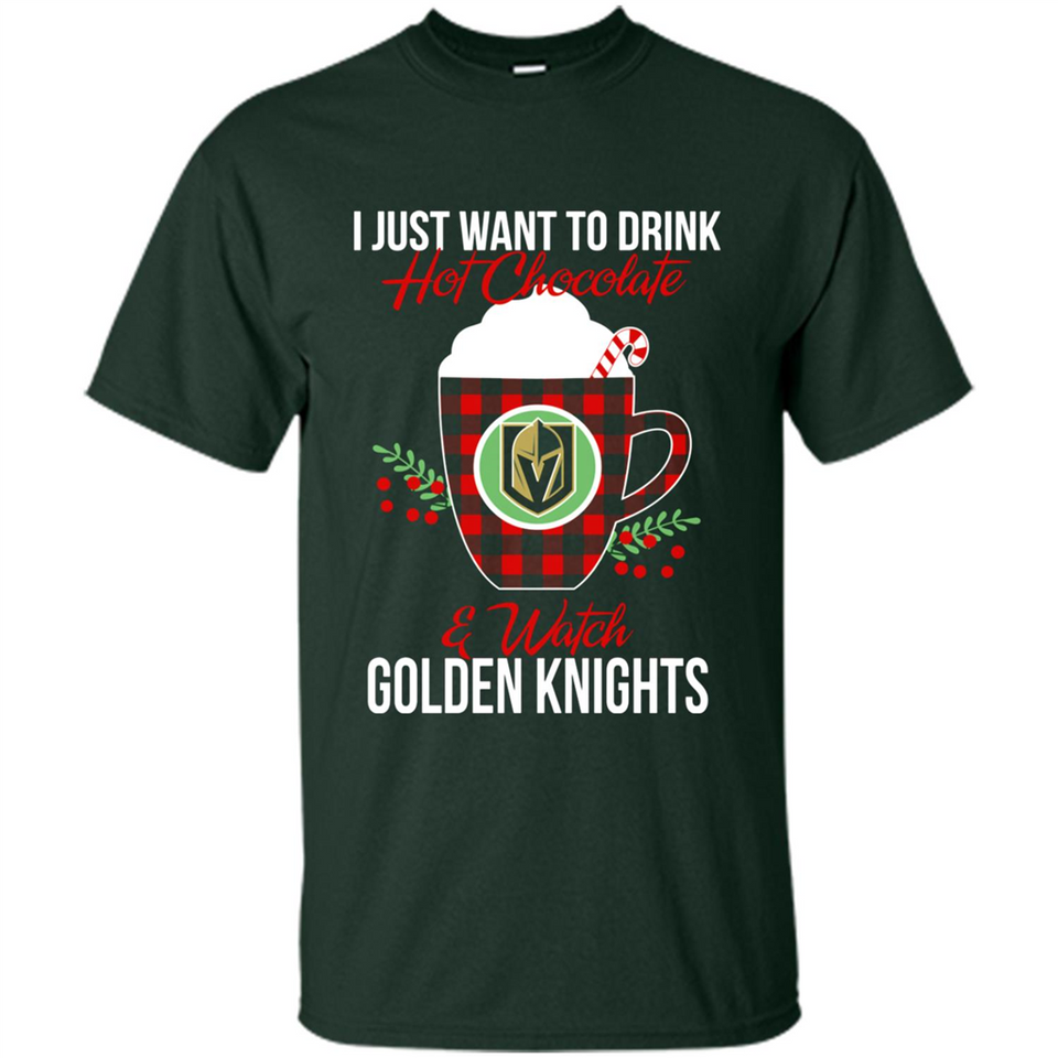 I Just Want To Drink Hot Chocolate & Watch Vegas Golden Knights Ugly Christmas Sweater PINGPONG