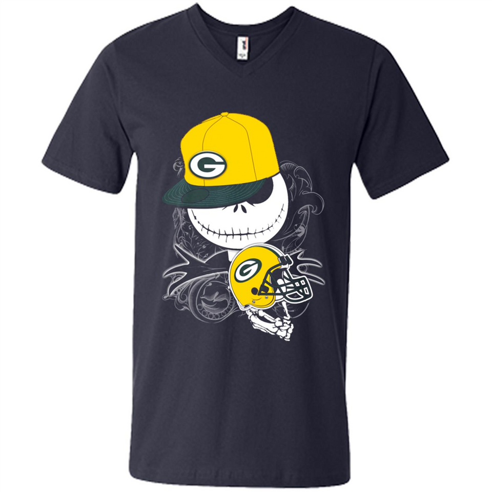 Jack Skellington The Nightmare Before Christmas-Packers Football - Men's V-Neck