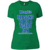 Reasons to be a Memphis Tigers Fan Complete List on Back - Ladies' Boyfriend T-Shirt